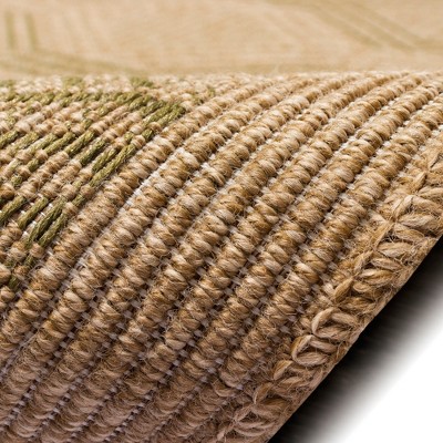 Green Geometric Flat Woven Synthetic Indoor/Outdoor Rug 24" x 5"