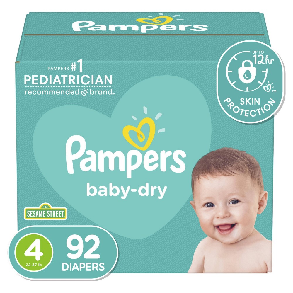 Pampers Baby Dry Diapers Super Pack Size 4 - 92ct