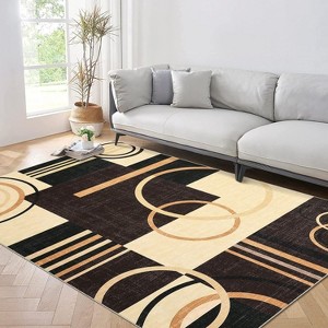 Modern Geometric Rugs, Machine Washable Low Pile Non-Slip Rugs, Modern Stain Resistant Indoor Rugs, Living Room, Bedroom - 1 of 4