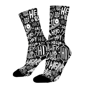 Letter Women Printed Crew Socks Funny Funky Socks Soft Polyester Novelty Gifts for Artists Men - 1 of 1