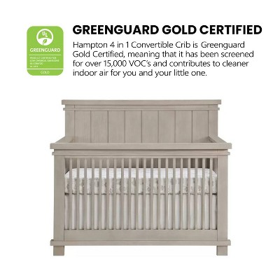 Stone Wash Solid Wood 4-in-1 Convertible Crib with Shiplap Detail