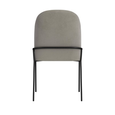 Fawn Velvet Upholstered Dining Chair with Black Metal Legs