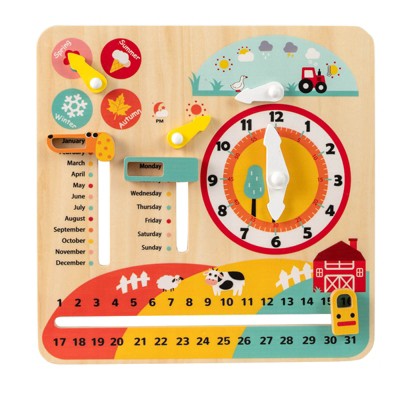 Costway Kids Montessori Educational Learning Toy with Clock, Seasons, Weathers, Days