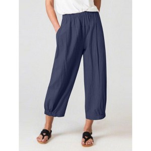 Pants for Women High Waisted Wide Leg Yoga Capris Crop Pants Sweatpants with Pockets - 1 of 4
