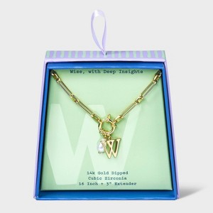 14K Gold Dipped Pearl Charm on Chain Initial Necklace - A New Day Gold - 1 of 4