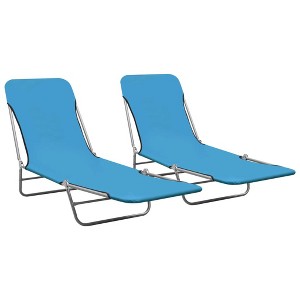 vidaXL Folding Sun Loungers 2 pcs Steel and Fabric Blue - 1 of 4