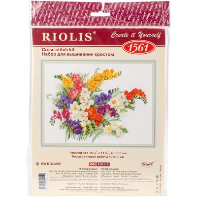 RIOLIS Counted Cross Stitch Kit 15.75"X11.75"-Freesia (14 Count)