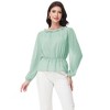 Anna-Kaci Women's Long Sleeve Blouse with Ruffle Neckline and Cinched Waist Detail - 4 of 4