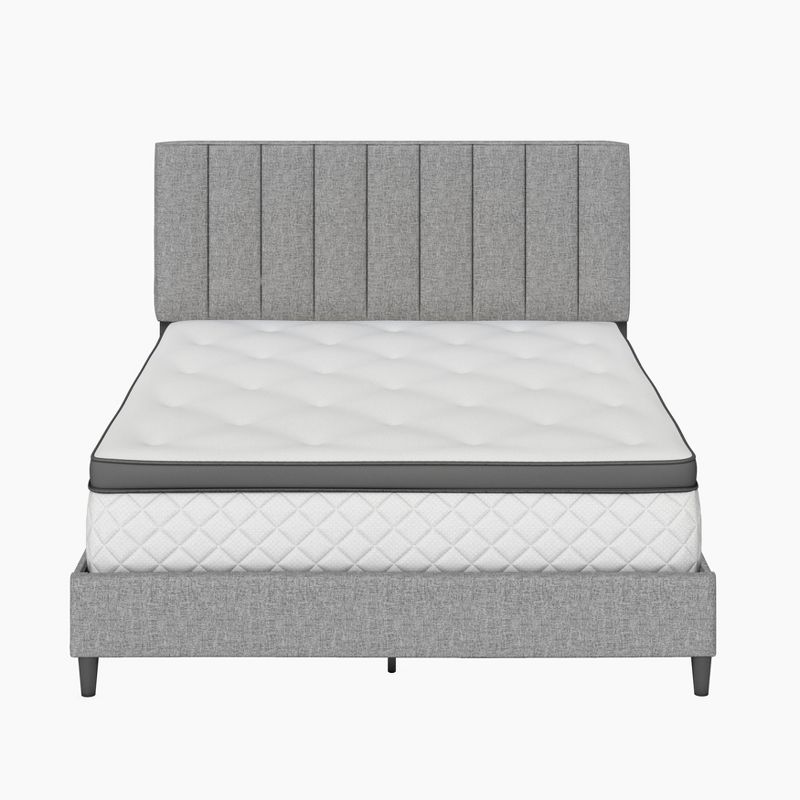 Malik Mid-Century Vertical Channel Linen Upholstered Platform Bed - Eco Dream, 5 of 10