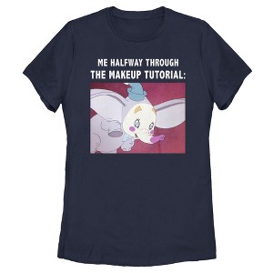 Women's Dumbo Makeup Meme T-Shirt - 1 of 4