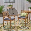 Gulches 2-Pack Outdoor Dining Chairs - Teak-Finished Acacia Wood, Wicker Seats, Water-Resistant Dark Grey Cushions, Rustic Patio Furniture - 4 of 4