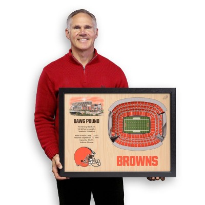 Cleveland Browns 3D Stadium Wall Art with Dark Brown Frame