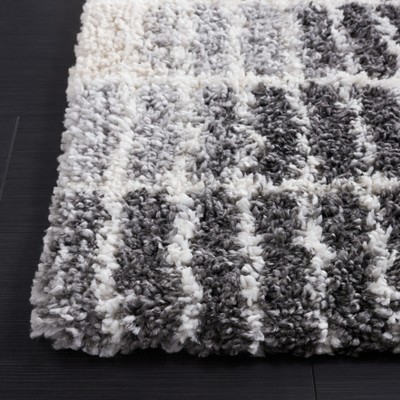 Fontana Ivory and Grey Rectangular Shag Area Rug