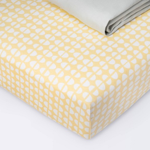 Fitted Jersey Crib Sheet Cloud Island Half Circles Gray Mustard Yellow Gray 2pk