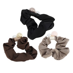 Unique Bargains Faux Pearl Glossy Hair Elastics Black Coffee Color
