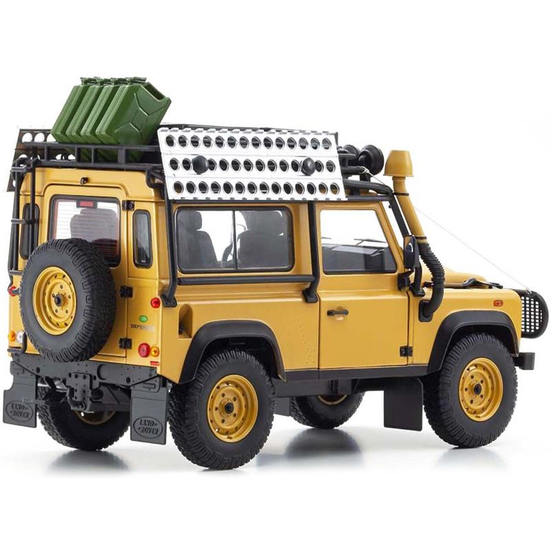 Land Rover Defender 90 Yellow with Roof Rack and Accessories 1/18 Diecast Model Car by Kyosho, 5 of 7
