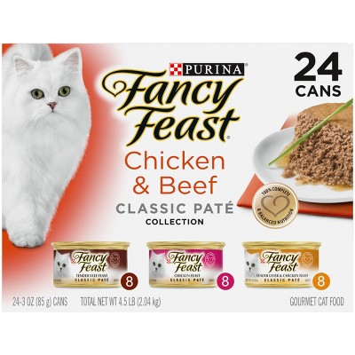 Purina Fancy Feast Classic Paté Gourmet Wet Cat Food Chicken & Beef - 3oz/24ct Variety Pack