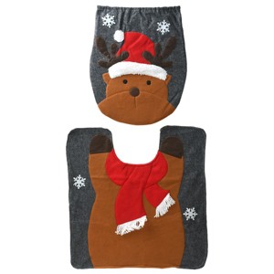 2pc Reindeer Bathroom Seat and Floor Cover - National Tree Company - 1 of 4