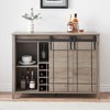 47.2” Farmhouse Wine Bar Cabinet with Sliding Door and 16-Bottle Wine Rack, Perfect for Dining and Living Spaces, Rustic Brown - 2 of 4