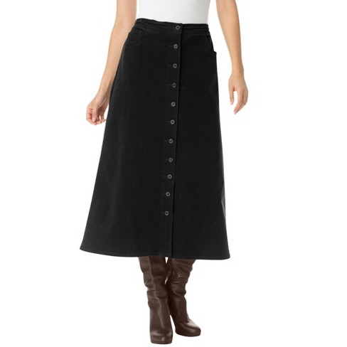 Woman Within Women s Plus Size Corduroy Skirt 12 W Black Target