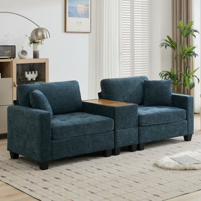 Hyleory Chenille Sectional Sofa,Indoor Furniture Convertible Modular Corduroy Sectional Sofa with a Optional coffee table