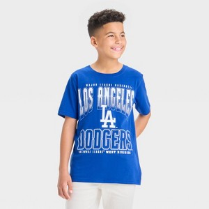 Boys' Los Angeles Dodgers Oversized Short Sleeve Graphic T-Shirt - Blue - 1 of 4