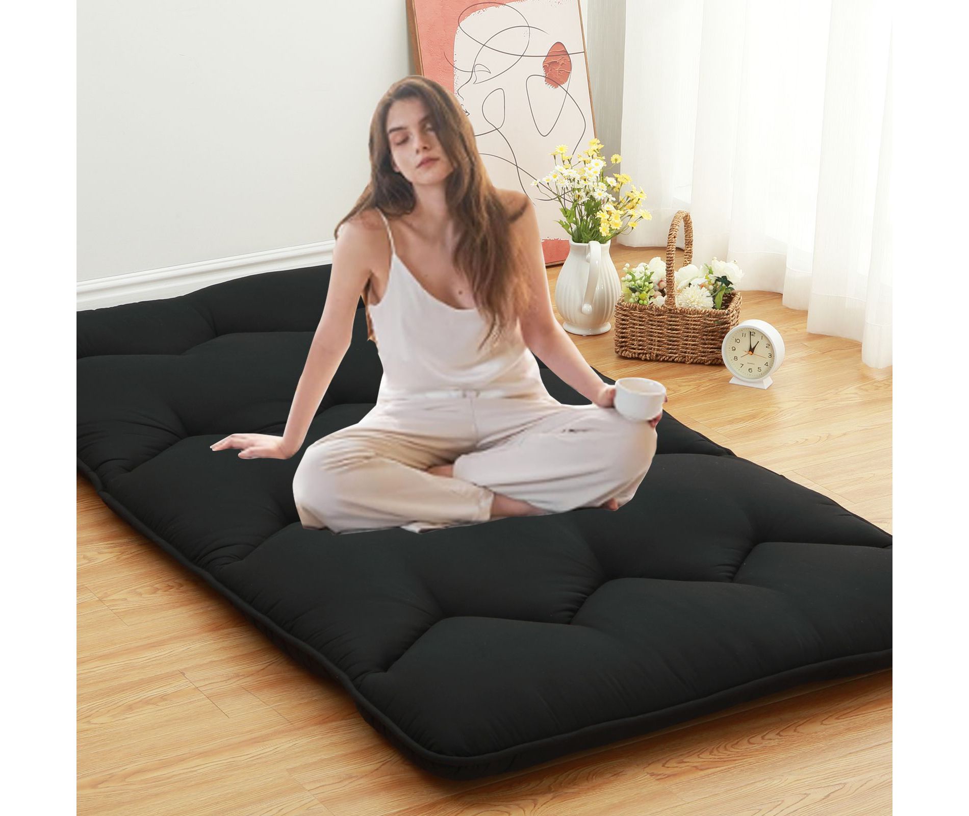 Solid Floor Mattress Japanese Futon Mattress Indoor Living Room Furniture, Adults Floor Sleeping Bed Mattress Roll Up Mat