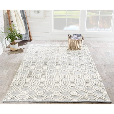 Gray Geometric Handwoven Synthetic Runner Rug