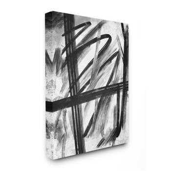 Stupell Industries Lively Abstract Linework Black and White Design Gallery Wrapped Canvas Wall Art, 16 x 20