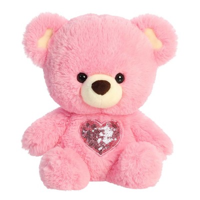 Aurora Large Heart For You Bear Valentine Heartwarming Stuffed Animal Pink 13"