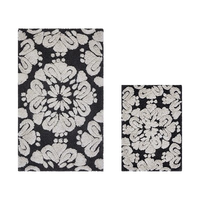 Medallion Collection 2 Piece 100% Cotton Tufted Bathroom Rug Set  with Non-Slip Backing, Machine Washable, Tumble Dry Bath Mat