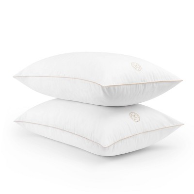 Martha Stewart Cotton Decorative Medium Firm Feather Pillow Insert - Set of 2, White