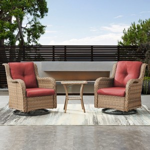 POCASSY Wicker Swivel Rocking Chairs, Oversized Rocker Patio Chairs Set Rattan Glider Chairs for Outdoor Porch Deck Backyard - 1 of 4