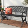 Huxxion 50" Outdoor Garden Bench, Iron Metal Frame Patio Bench with Backrest Armrests, Weatherproof Anti-Rust Outdoor Bench - 3 of 4