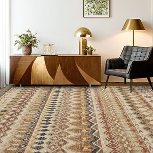 Area Rug Washable Low Pile Geometric Printed Floor Cover Non Slip Distressed Indoor Throw Rug Foldable Soft Ultra Thin Farmhouse Carpet - 1 of 4