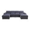 AndMakers 130 in. W Square Arm 6-piece U Shaped Microfiber Modern Sectional Sofa in Dark Gray - 3 of 4
