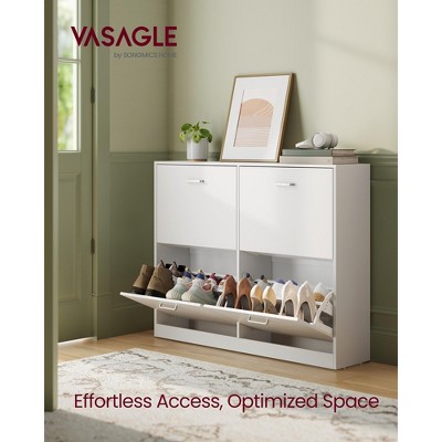3-Door Flip Shoe Storage Cabinet with Adjustable Shelves, Holds 16-28 Pairs, Space-Saving Organizer, 9.4x41.5x32.6 Inches
