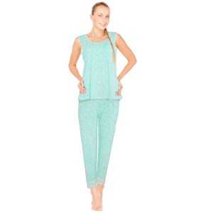 JEFFRICO Pajamas For Women 2 Piece Set Sleeveless Sleepshirt With Pants Sleepwear Soft Pajamas - 1 of 4