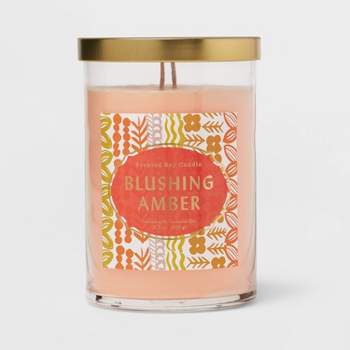 21.5oz 2-Wick Blushing Amber Lidded Glass Jar Candle Orange - Opalhouse™