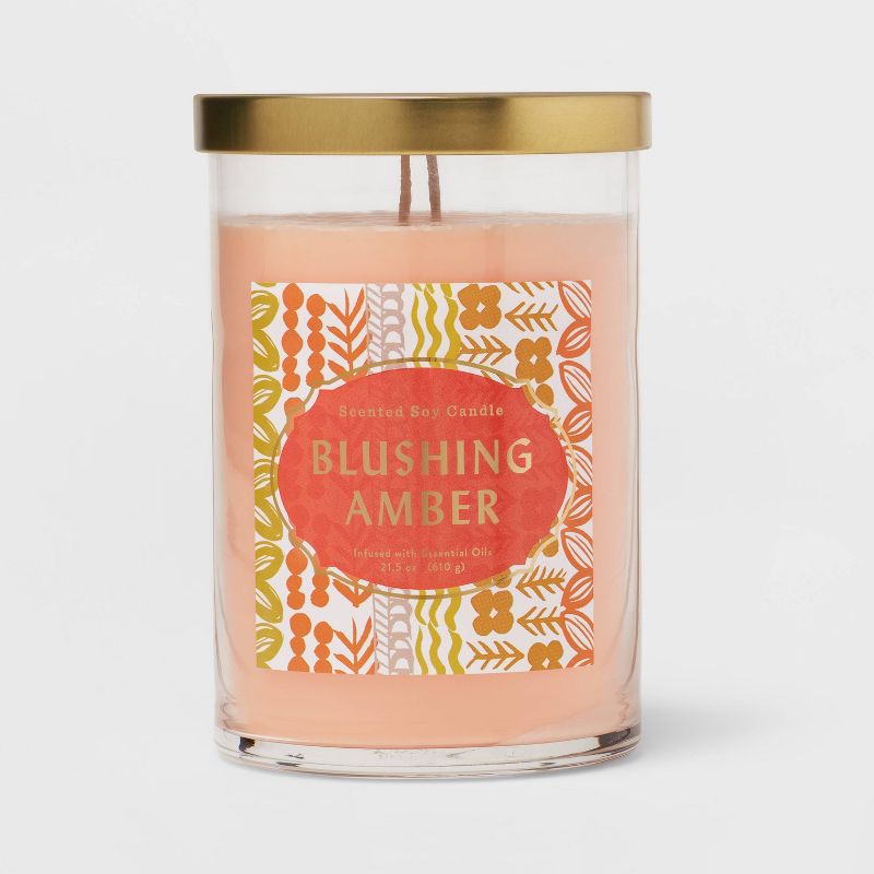 2-Wick Clear Glass Blushing Amber Lidded Jar Candle 21.5oz - Opalhouse&#8482;, 1 of 5