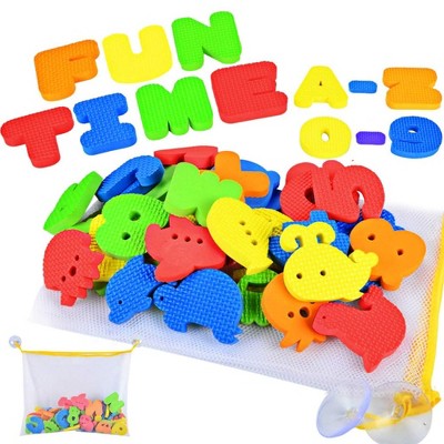 Image of Syncfun 51 Pieces Baby Bath Toys, Esilient, Durable, Non-Toxic, Kids Shower Toys with Numbers, Letters Sealifes, Eco-Safe Baby Learning Toys Bath Toys