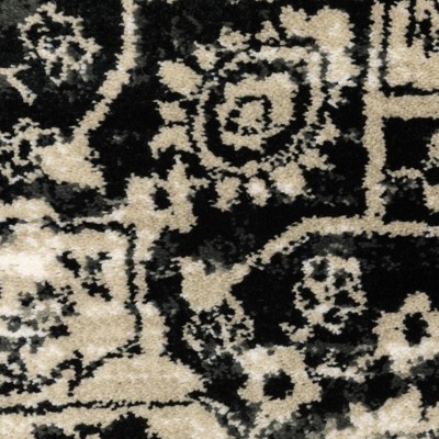 Georgia Grey and Black Traditional Polypropylene Area Rug 3'10" x 5'5"