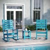 Emma and Oliver Blue 3-Piece Indoor/Outdoor Set with 2 Modern-Style Rocking Chairs with Matching End Table for All-Weather Use - 2 of 4