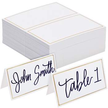 Best Paper Greetings 100 Pack Place Cards for Table Setting - Name Cards with Gold Foil Border for Wedding, Banquets, 3.5 x 2 In