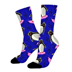 Penguin Snowflake Fish Women Printed Crew Socks Funny Funky Socks Soft Polyester Novelty Gifts for Artists Men - 1 of 1