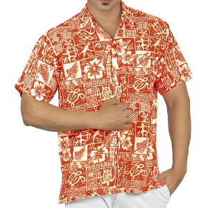 LA LEELA Men's Hawaiian Shirts Short Sleeve Button Down Shirt Mens Vacation Shirts Summer Beach Casual Tropical Shirts for Men Funny - 1 of 4