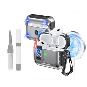 HTUTWOO Auto-Open For AirPods Pro 2nd/1st Gen Case With Built-in Magnets, Compatible With Mag-Safe Charging, With Air-AL Carabiner - 1 of 4