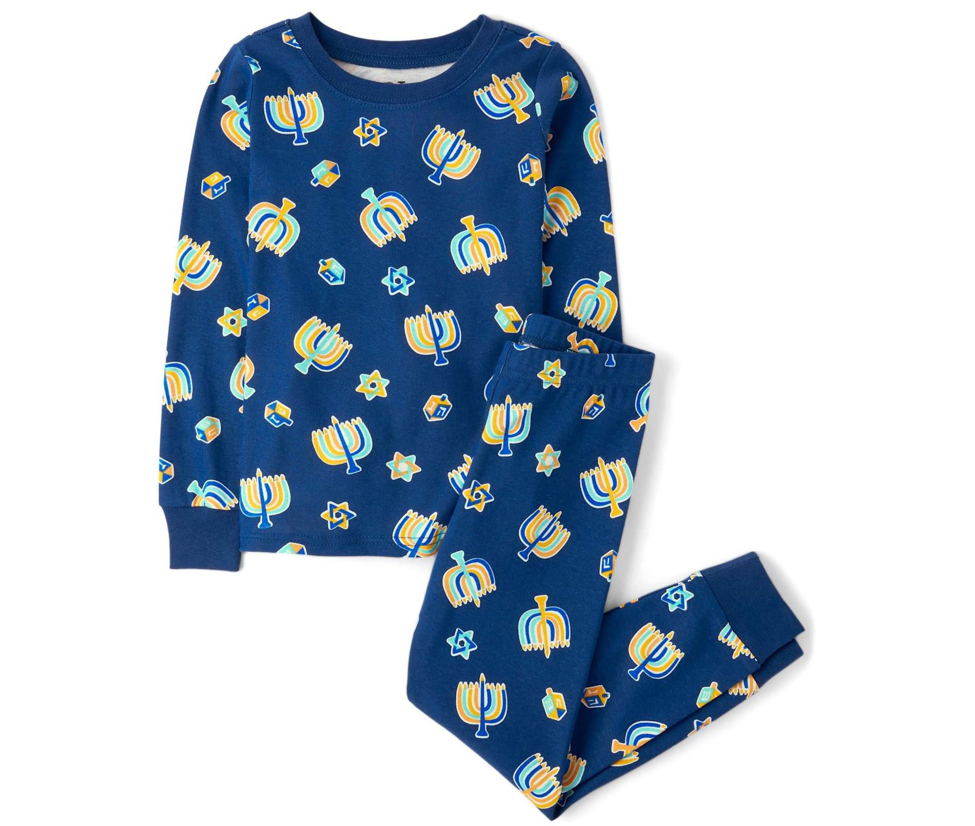 The Children's Place Kids Matching Family Glow In The Dark Long Sleeve Hanukkah Snug Fit Cotton Pajamas