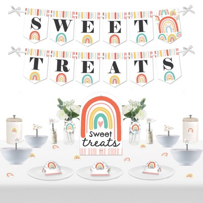 Big Dot of Happiness Hello Rainbow - DIY Boho Baby Shower and Birthday Party Sweet Treats Signs - Snack Bar Decorations Kit - 50 Pieces