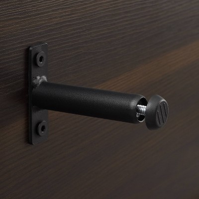 Provo Matte Black and Brown Record Storage Console with Turntable Shelf